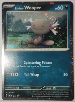 Pokemon Paldean Wooper Head Swirl 🌀 Cosmo Holo Bleed Error 041 Black Star Promo - Image 4