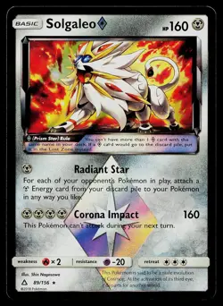 Pokemon Card - Solgaleo ◇ Ultra Prism 89/156 Rare Prism Star 2018 - Image 1