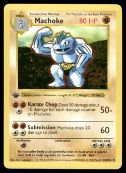 Machoke 34/102 1st Edition Base Set Shadowless Uncommon NM EBAY LIVE FRIDAY - Image 1