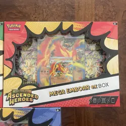 3 Pokemon TCG Ascended Heroes Mega ex Box Bundle Feraligatr Emboar Meganium New - Image 3