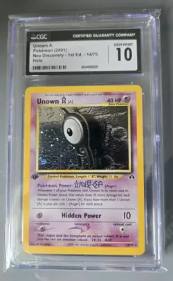 2001 Pokemon Neo Discovery 1st Edition Holo Unown A 14/75 CGC 10 Gem Mint - Image 3