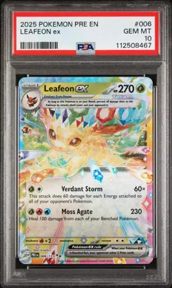 2025 Pokemon Prismatic Evolutions Leafeon ex 006/131 PSA 10 GEM MINT - Image 1
