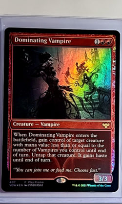 2021 MTG Magic The Gathering Crimson Vow Promo Foil #407 Dominating Vampire LP - Image 1