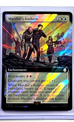 MTG Magic The Gathering PIP Fallout Extended Art Surge Foil 981 Marshal's Anthem - Image 1