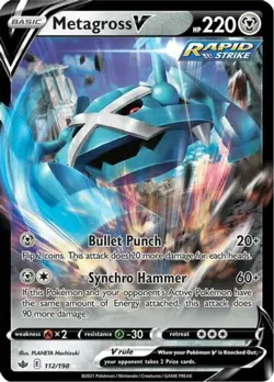1x Metagross V - 112/198 - Ultra Rare NM-Mint Pokemon SWSH06 - Chilling Reign - Image 1