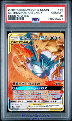 Pokemon Card PSA 10 Zapdos Articuno Moltres GX 44/68 Hidden Fates Tag Team 2019 - Image 1