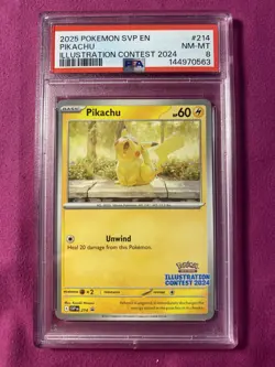 2025 POKEMON SVP EN-SV BLACK STAR PROMO ILLUSTRATION CONTEST 2024 PIKACHU PSA 8 - Image 1