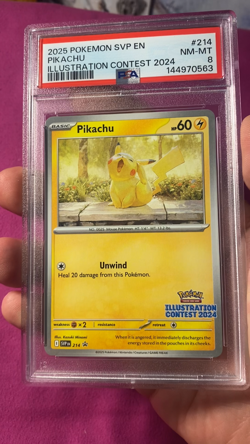 2025 POKEMON SVP EN-SV BLACK STAR PROMO ILLUSTRATION CONTEST 2024 PIKACHU PSA 8 - Image 2