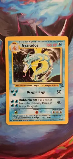 Pokemon Gyarados Holo Rare Card #007/130 Base Set 2 TCG 100 HP English - Image 1