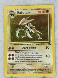 Pokemon TCG Kabutops Holo Rare Unlimited Card 9/62 Fossil - Image 1