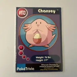 1999 Burger King Poketrivia Card #113 Chansey - Image 1