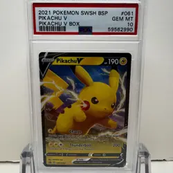 2021 Pokemon SWSH Black Star Promo #061 - Pikachu V Box Promo - PSA 10 GEM MT - Image 1
