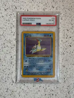 PSA 6 EX-MT 1999 Pokemon TCG Fossil #10 Lapras Holo Holographic 10/62! - Image 1