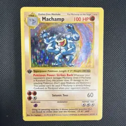 Pokemon: MACHAMP 1st Edition Shadowless Holo Rare #8/102 Base 1999 - MP - - Image 1
