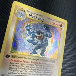 Pokemon: MACHAMP 1st Edition Shadowless Holo Rare #8/102 Base 1999 - MP - - Image 2