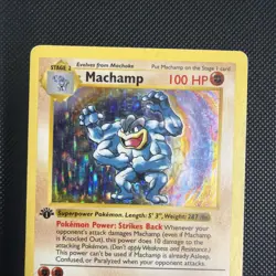 Pokemon: MACHAMP 1st Edition Shadowless Holo Rare #8/102 Base 1999 - MP - - Image 3