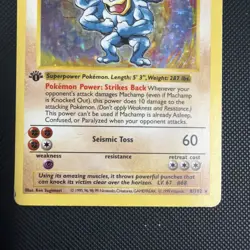 Pokemon: MACHAMP 1st Edition Shadowless Holo Rare #8/102 Base 1999 - MP - - Image 4