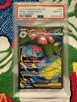 Pokemon TCG PSA 10 Mega Venusaur ex 155/132 Me01: Mega Evolution, SHIPS FAST - Image 1