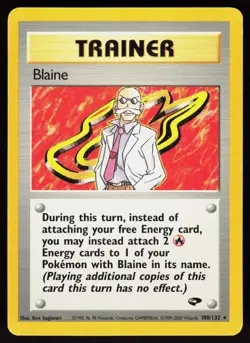 Blaine 100/132 Rare Gym Challenge Pokemon Moderately Played - Image 1