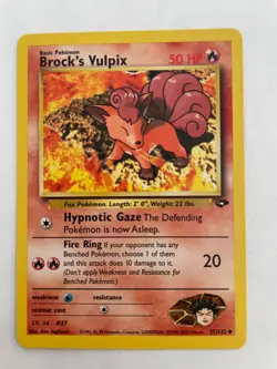 Pokemon TCG Gym Challenge Unlimted Brock's Vulpix 37/132 NM - Image 1