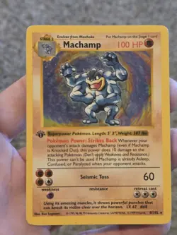 Pokemon Machamp 1st Edition Shadowless Holo Rare 8/102 - Image 1