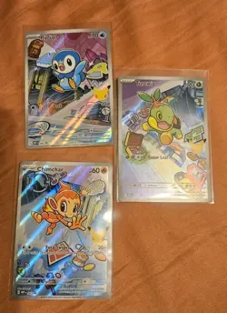 First Partner Series 1 Turtwig Chimchar Piplup Promo Set 040 041 042 Pokemon TCG - Image 1