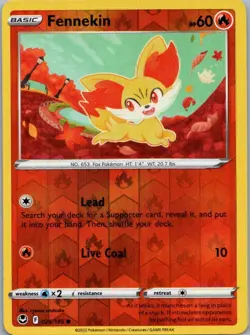 Pokemon Fennekin SWSH12: Silver Tempest 025/195 Near Mint NM Reverse Holo - Image 1