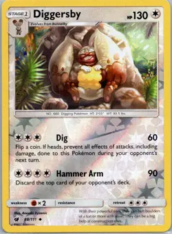 Pokemon Diggersby SM - Crimson Invasion 88/111 Near Mint NM Reverse Holo - Image 1