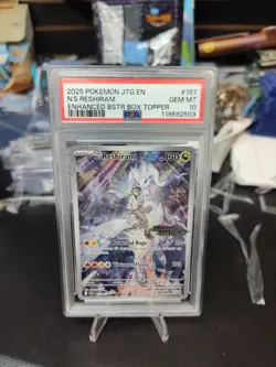 2025 POKEMON JTG ENHANCED BOOSTER TOPPER STAMPED 167 NS RESHIRAM PSA 10 - Image 1