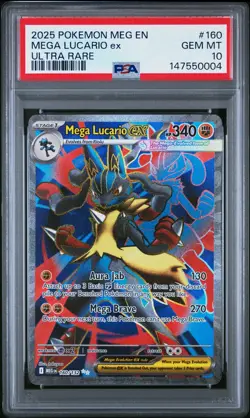 Mega Lucario Ex Pokemon Meg En-Mega Evolution 160 NM PSA 10 - Image 1