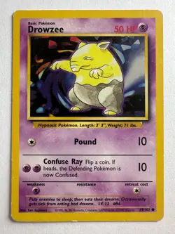 Drowzee 49/102 Common Base Set Unlimited Pokemon Moderately Played - Image 1
