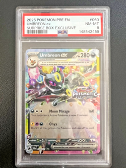 2025 POKEMON PRE EN-PRISMATIC EVOLUTIONS SURPRISE BOX EXCLUSIVE UMBREON EX PSA 8 - Image 1