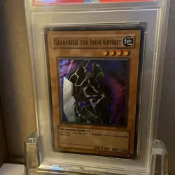 2002 YuGiOh Gearfried The Iron Knight 1st Ed. PSV-101 Super Rare Holo PSA 9 Mint - Image 2