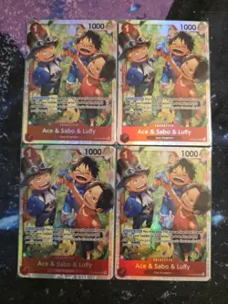 4x Ace & Sabo & Luffy OP13-007 SR - One Piece TCG English Playset Near-Mint - Image 1
