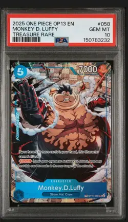 2025 ONE PIECE OP13 058 CARRYING ON HIS WILL MONKEY D LUFFY TREASURE RARE PSA 10 - Image 3