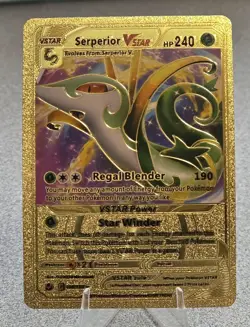 Pokemon Serperior VSTAR 240hp Gold Foil Fan Art Collector Card TCG - Image 1