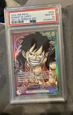 Monkey D. Luffy Pre-Errata 2022 One Piece OP01-003 PSA10 1st Edition Alt Leader - Image 1