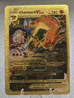 Charizard VStar Gold Foil Fan Art Vinyl Pokemon HP280 Textured Collector Card - Image 1