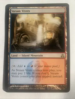 Magic: The Gathering Steam Vents Rare Guildpact 164/165 Land Blue Red 2006 - Image 1