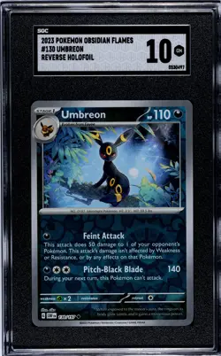 130/197 UMBREON 2023 POKEMON OBSIDIAN FLAMES REVERSE HOLO SGC 10 TCG - Image 1