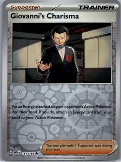 Giovanni's Charisma 161/165 Uncommon 151 Pokemon Reverse Holo Near Mint - Image 1