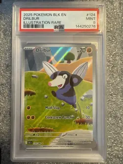 Pokemon TCG Drilbur 124/086 Illustration Rare Black Bolt PSA 9 - Image 1