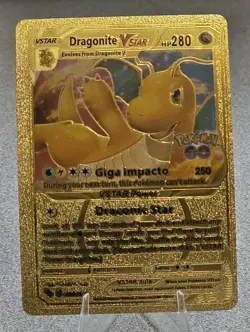 Pokemon Dragonite VSTAR 280hp Gold Foil Fan Art Collector Card TCG Pokemon Go - Image 1