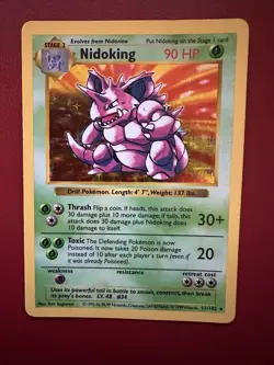 Pokemon TCG Nidoking Base Set Holo Unlimited Rare Card 11/102 Shadowless - Image 1