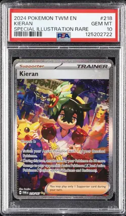 2024 POKEMON TWM EN-TWILIGHT MASQUERADE SPECIAL ILLUSTRATION RARE KIERAN PSA 10 - Image 1