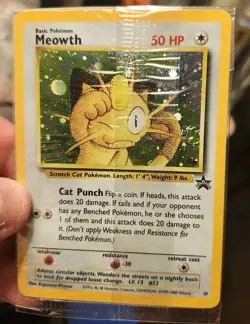 Pokemon Meowth Holo #10 Black Star Promo Gameboy Swirl Factory Sealed! - Image 1
