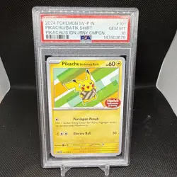 2024 Pokemon SV Journey Promo Indonesian 101 Pikachu Batik Shirt PSA 10 - Image 1