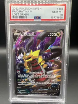 2022 Pokemon Giratina V (Full Art) 185/196 Swsh11: Lost Origin Holo PSA 10 GEM - Image 1