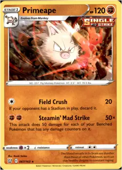Primeape 067/163 Rare - Pokemon SWSH05: Battle Styles LP-NM - Image 1