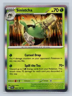 Sinistcha #022/167 SV06: Twilight Masquerade Holo Rare Pokemon Card NM - Image 1